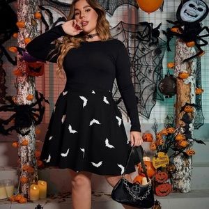 Cute Bat Print Halloween A-line Skirt